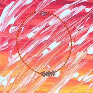 Sunset Colored starfish Necklace Real glass beads.